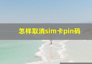 怎样取消sim卡pin码