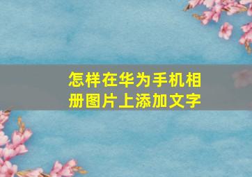 怎样在华为手机相册图片上添加文字