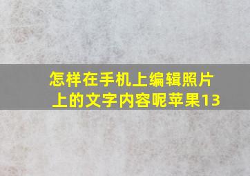 怎样在手机上编辑照片上的文字内容呢苹果13