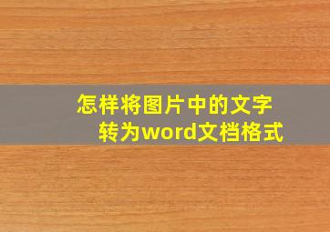 怎样将图片中的文字转为word文档格式