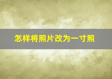 怎样将照片改为一寸照