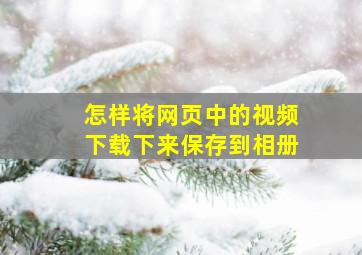 怎样将网页中的视频下载下来保存到相册