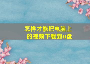 怎样才能把电脑上的视频下载到u盘