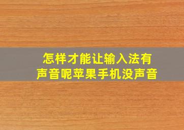 怎样才能让输入法有声音呢苹果手机没声音