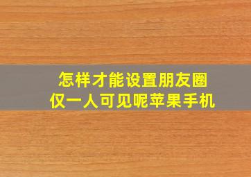 怎样才能设置朋友圈仅一人可见呢苹果手机