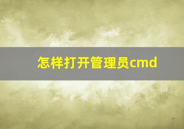 怎样打开管理员cmd