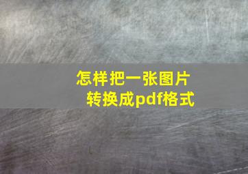 怎样把一张图片转换成pdf格式