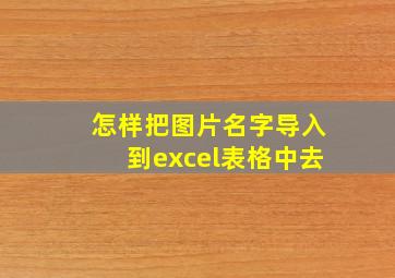 怎样把图片名字导入到excel表格中去