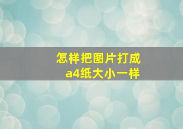 怎样把图片打成a4纸大小一样