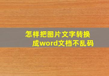 怎样把图片文字转换成word文档不乱码