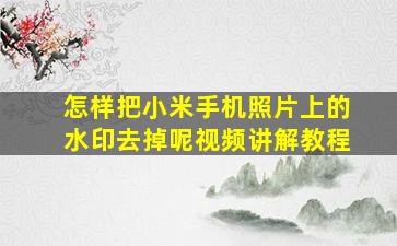 怎样把小米手机照片上的水印去掉呢视频讲解教程