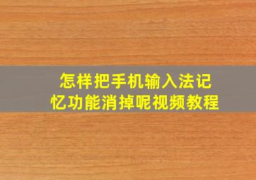 怎样把手机输入法记忆功能消掉呢视频教程