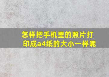 怎样把手机里的照片打印成a4纸的大小一样呢