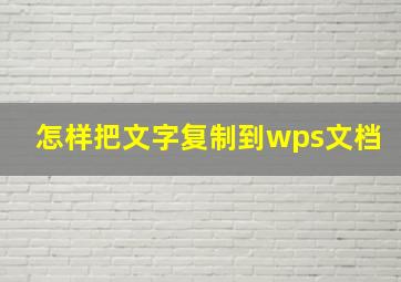 怎样把文字复制到wps文档