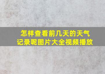 怎样查看前几天的天气记录呢图片大全视频播放