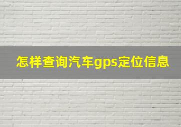 怎样查询汽车gps定位信息