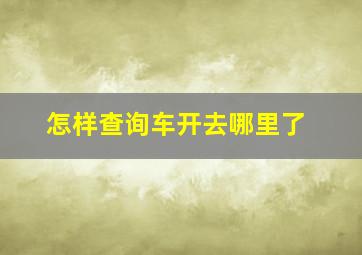 怎样查询车开去哪里了