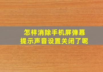 怎样消除手机屏弹幕提示声音设置关闭了呢