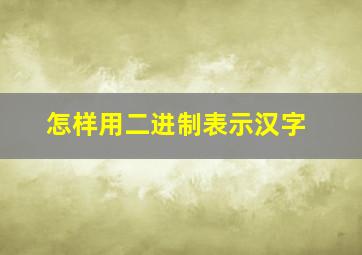 怎样用二进制表示汉字