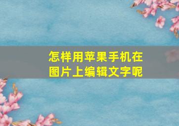 怎样用苹果手机在图片上编辑文字呢