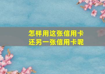 怎样用这张信用卡还另一张信用卡呢