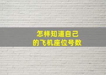 怎样知道自己的飞机座位号数