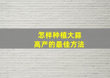 怎样种植大蒜高产的最佳方法