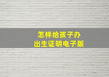 怎样给孩子办出生证明电子版