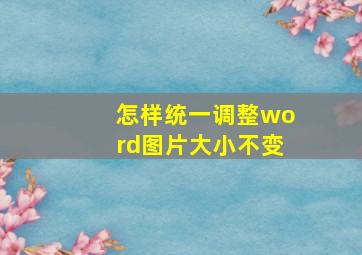 怎样统一调整word图片大小不变