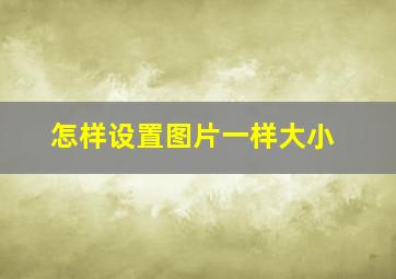 怎样设置图片一样大小