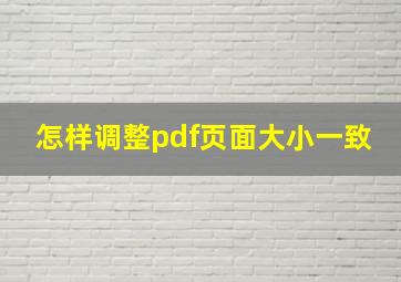 怎样调整pdf页面大小一致