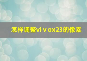 怎样调整viⅴox23的像素