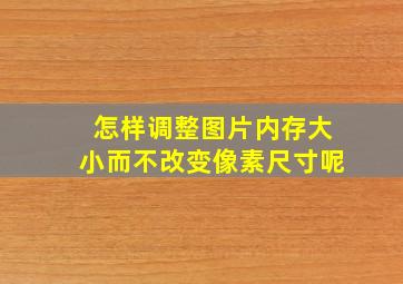 怎样调整图片内存大小而不改变像素尺寸呢