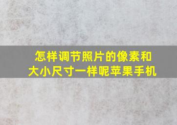 怎样调节照片的像素和大小尺寸一样呢苹果手机