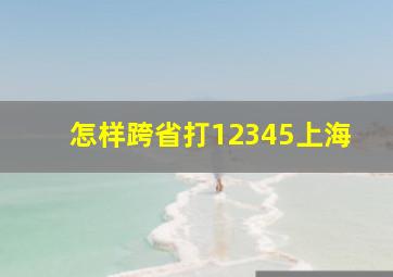 怎样跨省打12345上海