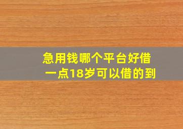 急用钱哪个平台好借一点18岁可以借的到