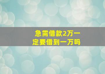 急需借款2万一定要借到一万吗