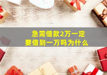 急需借款2万一定要借到一万吗为什么