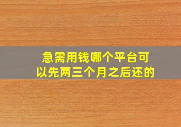 急需用钱哪个平台可以先两三个月之后还的