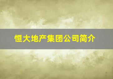 恒大地产集团公司简介