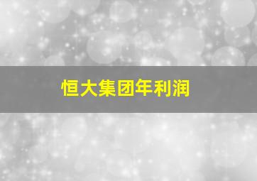 恒大集团年利润