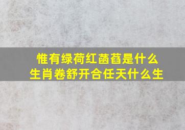 惟有绿荷红菡萏是什么生肖卷舒开合任天什么生