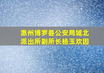 惠州博罗县公安局城北派出所副所长杨玉欢因