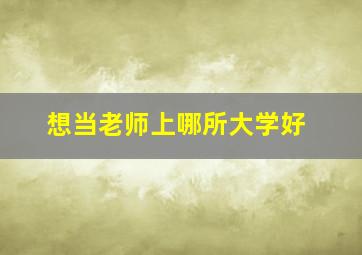 想当老师上哪所大学好