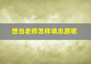 想当老师怎样填志愿呢