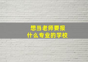 想当老师要报什么专业的学校