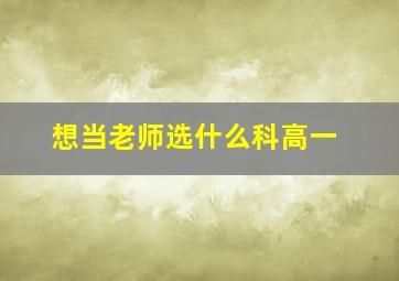 想当老师选什么科高一