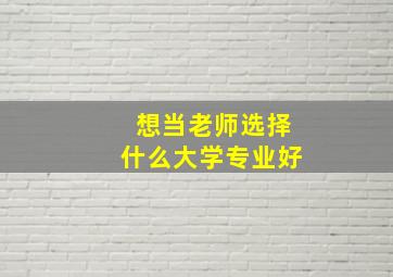 想当老师选择什么大学专业好