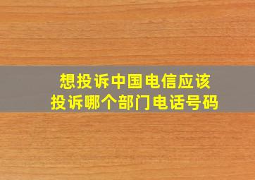 想投诉中国电信应该投诉哪个部门电话号码