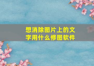 想消除图片上的文字用什么修图软件